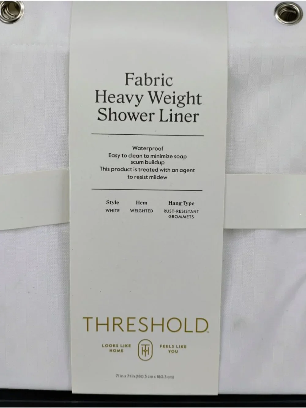 Threshold Fabric Heavy Weight Shower Liner White Waterproof 71